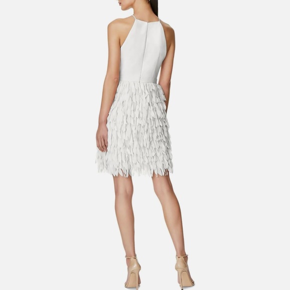 BHLDN Aidan by Aidan Mattox Crepe Halter Fringe Dress. Size 2. Color ivory. - Picture 2 of 6